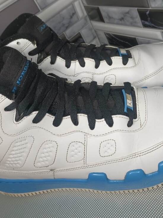Air Jordan Fusion 9 White/ Powder Blue -Air Jordan 9 x Air Force One, Sz 11 RARE main image 6